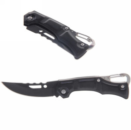 Нож туристический складной стальной 14,5см плстиковая ручка, с карабином, в инд/у Турист Мастер 395-202