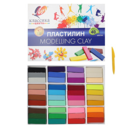 Пластилин 40 цветов Луч Классика, со стеком 30С 1922-08