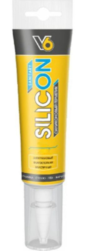 Герметик Силикон V6, санитарный, белый 80мл (12шт) 02-03-23