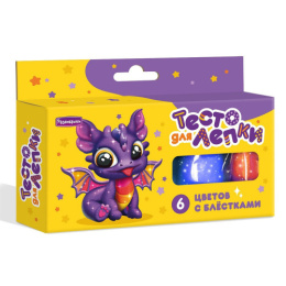 Тесто для лепки  6 цветов по 25г с блестками, в коробке Развивашки П124/9934214