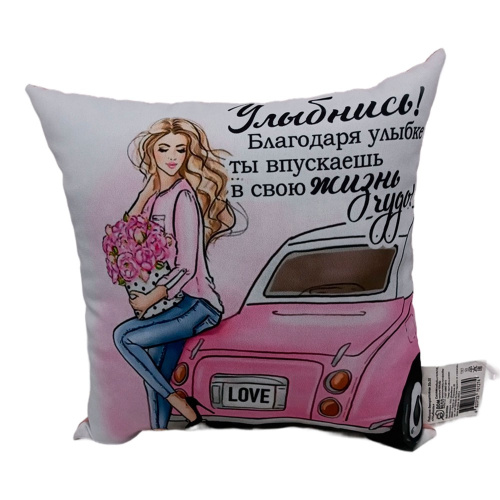 Подушка 35х35см габардин, поплин Улыбнись ДомВелл 