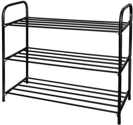 Этажерка для обуви металлическая широкая 3 полки 79х33х59см, Комфорт 3 черный Nika ЭТК3/Ч