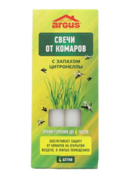 Свечи от комаров  4шт. с запахом цитронеллы 6 часов горения, в коробке Argus  TP-0220C