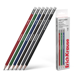 Карандаш чернографитный с ластиком ErichKrause Deep Classic Triangular трехгранный 60718