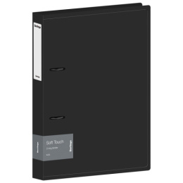 Папка на 2-х кольцах Berlingo Soft Touch 700мкм, корешок 40мм, D-кольца, с карманом, черный RB4_24980