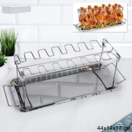 Подставка для запекания кур металлическая с поддоном 44х14х17см TK-147/750147