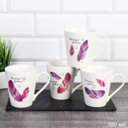 Кружка керамическая 350мл Перья, в ассортименте 6201/736168