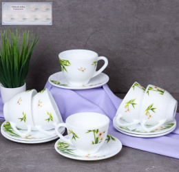 Набор чайный стеклокерамический 12 предметов 220мл Бамбук с орхидеей, в п/у White Lily GB220/GD55-6A (6773)/714283