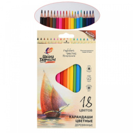 Карандаши цветные 18 цветов Луч Школа творчества, трехгранные 30С 1807-08