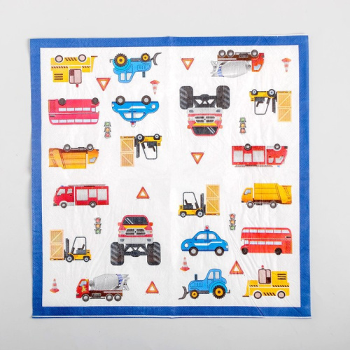 Салфетки бумажные  20шт. 33х33см Автомобили Страна Карнавалия 4624442