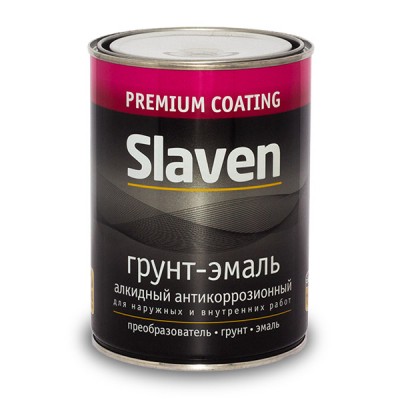 Грунт-эмаль "Slaven" быстросохнущий антикор. серый 0,5кг Р14859