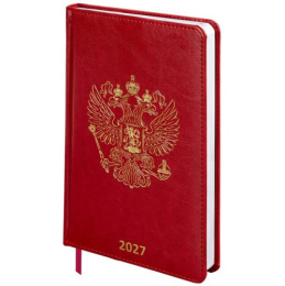 Ежедневник датированный А5 176 листов Brauberg State, под кожу, красный, 2027 118042