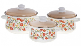 Эмаль набор посуды Магн 3 предм. кастрюли грушевидные с металл. крышками 2л, 3л, 4л Николетта Эмаль Магнитогорск 7-313/4