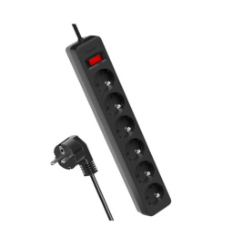 Фильтр сетевой 6 розеток  5,0м 16А с заземлением, ПВС 3 х 1, 3500Вт, черный Космос FKsm5m-6g(B)16A