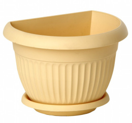 Кашпо пластиковое настенное Ливия с поддоном 5,5л d-26см h-18,6см, белая глина Idea М3112