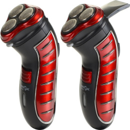 Бритва аккумуляторная, 3 бреющие головки, триммер, черный с красным Maxtronic MAX-SH3400A