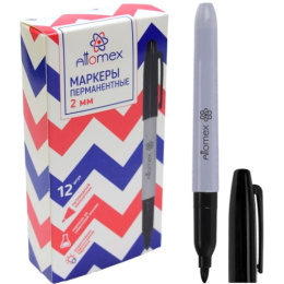 Маркер перманентный черный Attomex, пулевидный, 2мм 5043416