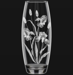 Ваза для цветов стеклянная бочонок h-26см Flora Ирисы, в п/у Декостек 966-Г