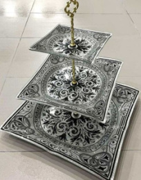 Блюдо 3 яруса стеклянное квадратное, в п/у Lorenza 7021/302