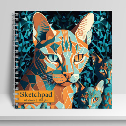 Тетрадь  40 листов скетчбук Оранжевый кот, гребень 14300