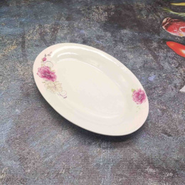 Блюдо фарфоровое овальное 250мм белое с узором Цветочная фантазия Радужный Дом РД85264