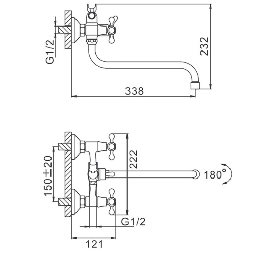 Смеситель для ванны Frap H20 F2220 хром Frap 42864