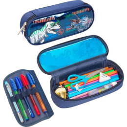 Пенал Devente овальный Динозавры, с внутренним органайзером-створкой 7023207