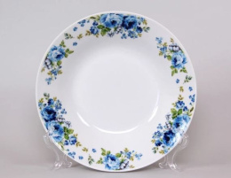 Тарелка фарфоровая глубокая 200мм/500мл Синие розы 1029093