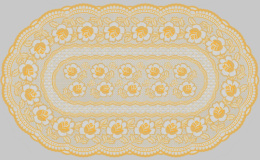Салфетка виниловая овальная 60х100см Лейс, золото Grace LO-1026A
