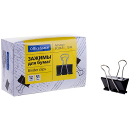 Зажим 51мм Officespace, черный, картонная коробка BCLBL51_1242