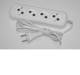 Удлинитель 4 розетки 10м  6А без заземления, ШВВП 2 х 0,75, 1300Вт, в пакете Веллконт У10-449