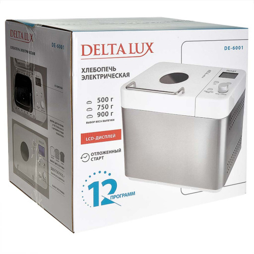 Хлебопечь 12 программ, 650Вт, белый Delta lux DE-6001