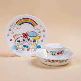 Набор детской посуды стеклокерамической 3 предмета Cat, в п/у Pars Opal PO-3sd-660