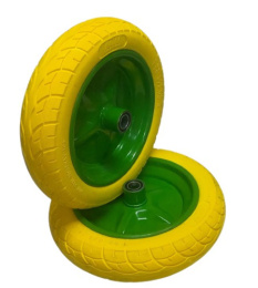 Колесо для тачки строительной/садовой литое 2-колесной полиуретановое 340мм, 3,25х8, внутренний d-20мм Mawipro PU1520
