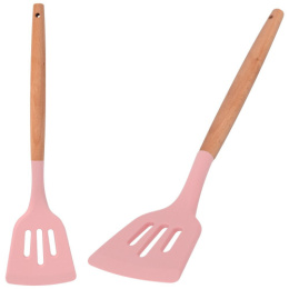 Лопатка силиконовая с прорезями 32см деревянная ручка, Бон-роз Мультидом DA50-185