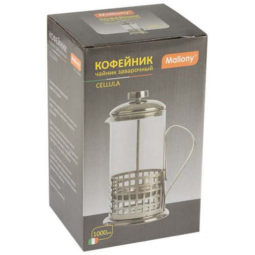 Френч-пресс 1л нержавеющая сталь+стекло Cellula Mallony 950064
