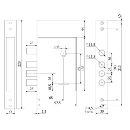 Замок врезной Гардиан-3004-4 Гардиан 25050
