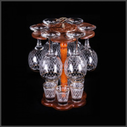 Бар - набор стеклянный 13 предметов (6 стопок + 6 бокалов для вина + барная стойка) Винтаж, в п/у Декостек 1501-ГЗ2