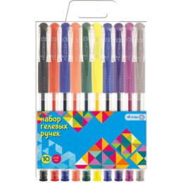 Ручки гелевые набор 10 цветов Attomex, в пластиковом блистере 5051647
