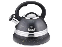 Чайник из нержавеющей стали со свистком 3,2л черная ручка, черный Rashel М-7904