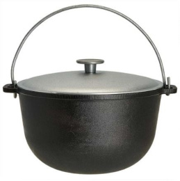 Казан чугунный 10л d-30см с алюминиевой крышкой и металлической дужкой, походный Туризм Гардарика 1510-6