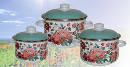 Эмаль набор посуды №02 3 предм. кастрюли цилиндрические с металл. крышками 2л, 3л, 4л Армель СтальЭмаль 6KB021M