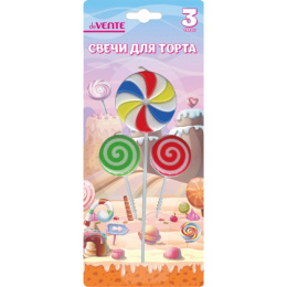 Свеча для торта набор  3шт. Lollipop deVente 9060801
