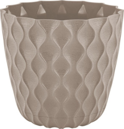 Горшок для цветов пластиковый Wave с поддоном  1,4л d-14,5см h-13,2см французский платан InGreen IG650110105