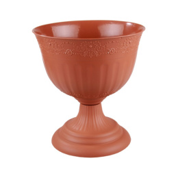 Вазон для цветов пластиковый Венеция на ножке 10л d-33см h-35,5см коричневый Альтернатива М3131