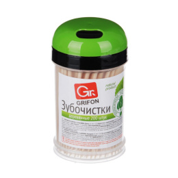 Зубочистки деревянные бамбук  200шт. в пластик. упаковке Grifon 400-003