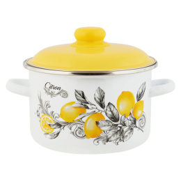 Кастрюля эмалированная Citron / Цитрон 5,5л цилиндрическая с металл. крышкой Appetite 6RD221M