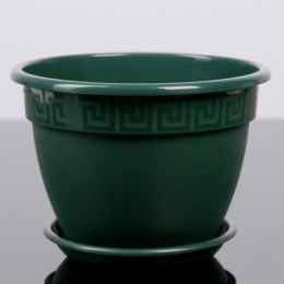 Горшок для цветов пластиковый Антик с поддоном  1,6л d-17см h-13см малахит 5plast 5PL0006