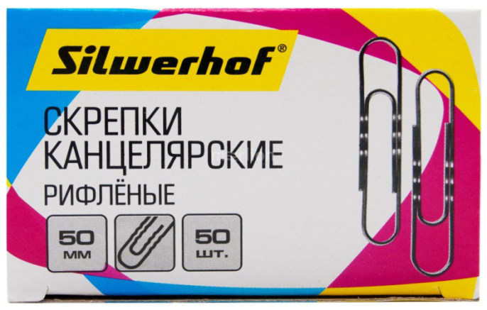 Скрепки 50мм 50шт. Silwerhof, оцинкованные, рифленые 1461257