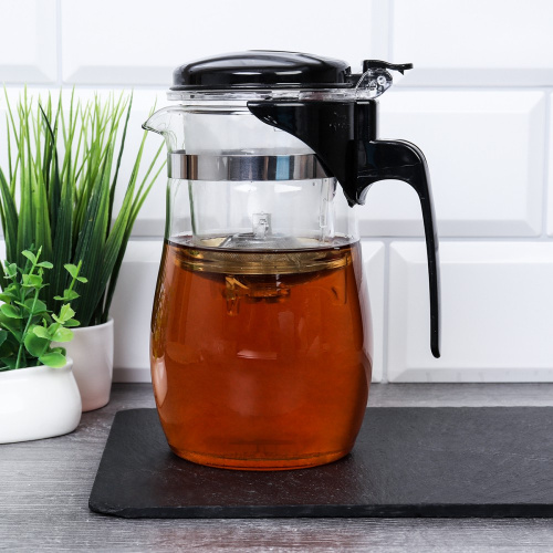 Чайник заварочный стекло+пластик 0,75л с рычагом A8725/667430